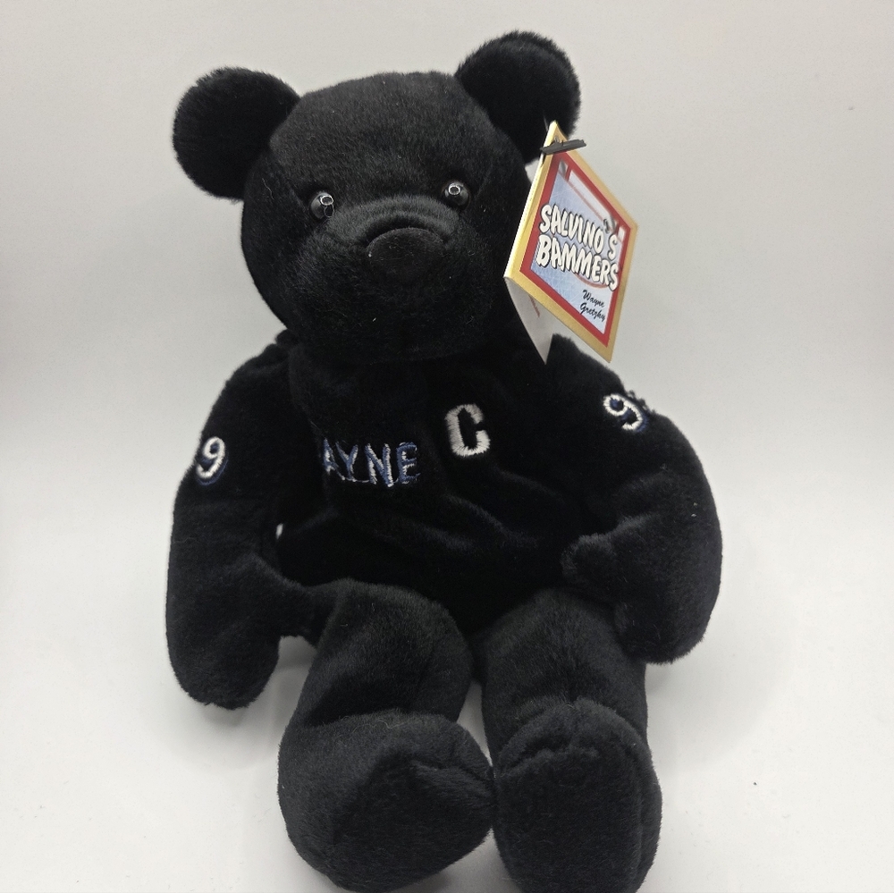 Vintage 90s Wayne Gretzky Salvinos Bammers Beanie Baby Stuffed Animal Bear